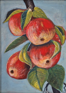 Jabolka, akril-platno, 50x60 cm, 2025, Ani Karo